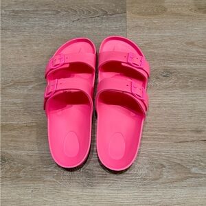 Bright Pink Slide Sandals